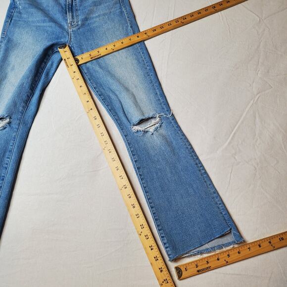 Mother Womens Size 27 The Insider Crop Step Fray Jeans Raw Hem Denim Blue - Picture 3 of 10